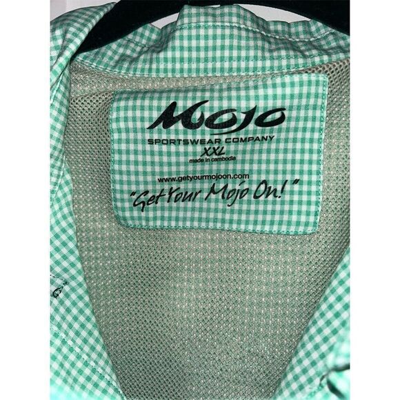 Mojo Sportswear Men's 2XL Green Check Short Sleeve Button-Up Shirt - Picture 3 of 8